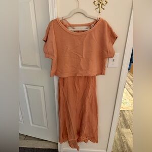 Anthropologie daily practice 2 high low piece gauze dress and top French terry